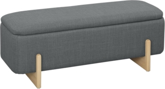 HOMCOM Sitzbank mit Leinenoptik, Holzbeine, Sicherheitsscharniere (Bettbank, 1-St, Polsterbank mit Stauraum), für Wohnzimmer, Schlafzimmer, Flur, 111 x 44 x 44,5 cm, Dunkelgrau