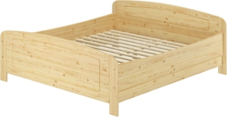 ERST-HOLZ Bettgestell Seniorenbett Doppelbett Hoher Sitz Massiv Kiefer 180x200 Lattenrost, Kieferfarblos lackiert