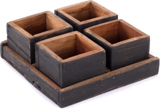 Kisten-Set Cubo 5-tlg. Massivholz 04 schwarz-natur