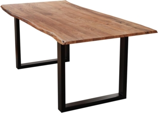 Liadomo Baumkantentisch Isa, Akazie Massivholz, Platte mit natürlicher Baumkante, Metallgestell