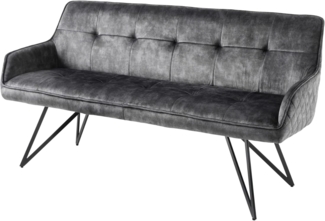 riess-ambiente Sitzbank EUPHORIA 156cm dunkelgrau / schwarz (1-St), Wohnzimmer · Samt · Metall · Flur · Küche · Esszimmer · Retro Design