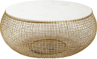 Kare Design Couchtisch Cesta, Gold, 102cm Durchmesser, Wohnzimmertisch, Beistelltisch, Stahl Gestell, Marmor Tischplatte, rund, 42 x 102 x 102 cm (H/B/T)