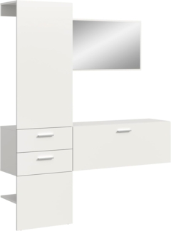 Garderobenkombination (B/H/T: 156x190x36 cm) in weiß Melamin