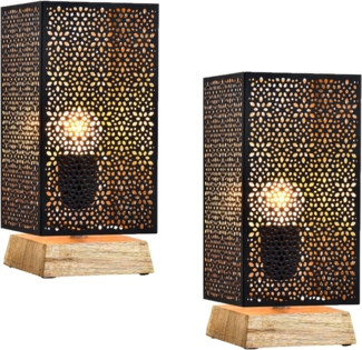 Marrakesch Orient & Mediterran Interior Nachttischlampe 2er Set Aesthetic Deko Tischlampe Nachttischlampe Lampe Schwarz, Handarbeit