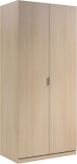 Zweitüriger Kleiderschrank, Eichenfarbe, 81,5 x 180 x 52 cm.