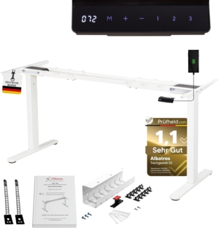 ALBATROS Schreibtisch-Gestell Lift S5W + Kabelkanal, Weiss, 2X Motoren, elektrisch höhenverstellbar mit Memory-Funktion, Kollisionsschutz und Soft-Start/Stop