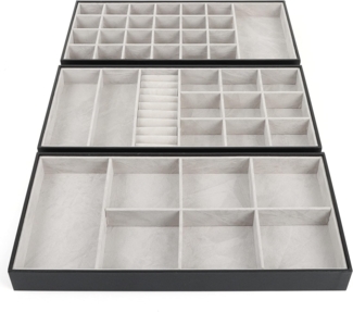 Belle Vous Schmuckständer Schwarzer Kunstleder Kosmetikorganizer - Schmuckaufbewahrung (3 St)