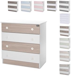 Lorelli Kommode Dresser 81 x 50 x 86 cm, 4 große Schubladen, schnelle Montage hellbraun weiß