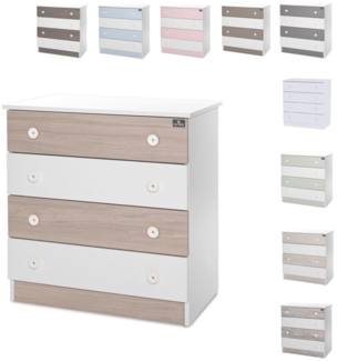 Lorelli Kommode Dresser 81 x 50 x 86 cm, 4 große Schubladen, schnelle Montage hellbraun weiß