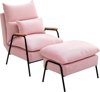 HOMCOM Relaxsessel Sessel, Polsterstuhl, inkl. Kissen, 68 cm x 91.5 cm x 88 cm, Rosa (Relaxsessel, 2-St, Ohrensessel), für Schlafzimmer, Wohnzimmer