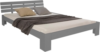 Homestyle4u Futonbett, massives Kiefernholz, Grau, 120x200 cm