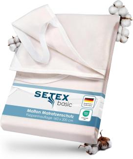 SETEX Molton Matratzenschutz, 160x200 cm, Eckgummis, Matratzenschoner aus 100 % Baumwolle, Basic, Naturfarben