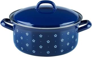 Riess Kasserolle mit Deckel Ø20cm 2 Liter Emaille Country Dirndl Blümchenblau