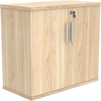 office hippo Strapazierfähiges, Robustes Möbelstück, anpassbare Regalbretter und Füße, vielseitiger verschließbarer Schrank, Bürostauraum, 80 x 40 x 73 cm, Kanadische Eiche
