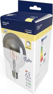 Müller-Licht Retro LED Globeform Filament E27 verspiegelt, 8. 5W ersetzt 63W, nostalgisches superwarmweißes Licht (2700K), 850lm, dimmbar, 1 Stück (1er Pack)