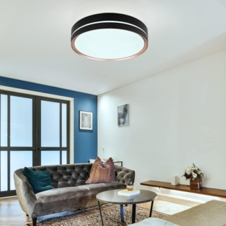 LED Deckenleuchte, Metall, dimmbar, Fernbedienung, H 8 cm