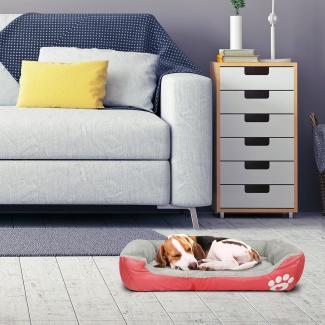 wuuhoo® Hundebett Lucky für kleine und mittelgroße Hunde - weich, waschbar, für Hund oder Katze, flauschig - rot, 60x35 cm