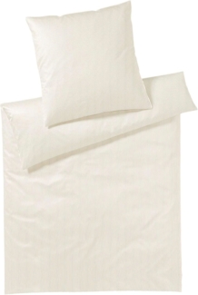 elegante Mako-Satin Bettwäsche Hamburger Streifen|135x200 cm + 40x80 cm| natur