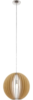 Eglo 94765 Hängeleuchte Holzstaboptik COSSANO nickel-matt, Holz ahorn E27 max. 1X40W Ø50cm H:150cm dimmbar