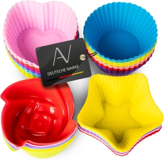 AVANA Muffinform Silikon Muffinförmchen wiederverwendbare Cupcake Backförmchen Muffin, (36-tlg), antihaftbeschichtet, umweltschonend, 8 Farben