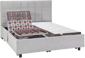 Vente-unique - Dekoratives Bett mit elektrischer Relaxfunktion mit Tellern + 3-Zonen-Matratze aus 100 % Latex - 2 x 80 x 200 cm - Stoff - Grau - JOFAR von YSMÉE