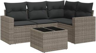 vidaXL 5-tlg. Garten-Sofagarnitur mit Kissen Grau Poly Rattan 3218910