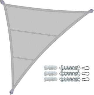 VOUNOT® Sonnensegel Dreieckig mit Befestigung Set, Wasserdicht Sonnenschutz Wetterbeständig und UV Schutz, für Balkon Garten Terrasse, 5 x 5 x 5 m, Grau
