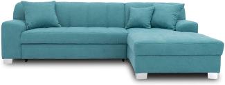 DOMO. collection Capri Ecksofa | Eckcouch in L-Form mit Schlaffunktion, Polsterecke Schlafsofa, türkis, 239x152x75 cm