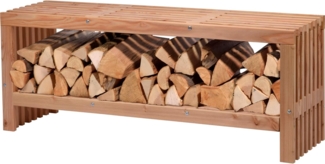 dobar® Green Label 29109FSCe | Gartenbank Freja mit Kaminholzfach | Moderne Sitzbank mit Stauraum | Robustes Douglasie-Holz mit Schutzlasur | Holzbank Massiv | 115 x 30 x 45 cm | Natur