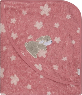 Sterntaler Kapuzenbadetuch Hase Hanni 100x100 cm – Babyhandtuch mit Kapuze aus 100% Baumwolle, saugfähig & weich – Mädchen Badetuch mit Blumenmuster und süßer Applikation – perlrosa