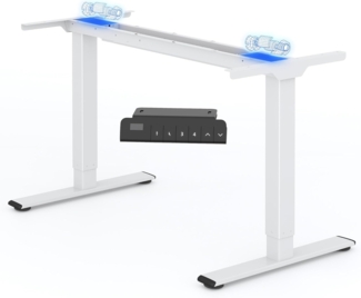FLEXISPOT Höhenverstellbarer Schreibtisch Gestell, Elektrisch Tischbeine mit 2 Motoren & LED-Höhenanzeige & 4 Speicherfunktionen, höhenverstellbares Tischgestell E1 PRO, Weiß