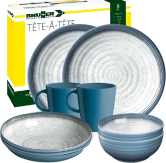 BRUNNER Geschirr-Set BRUNNER Campinggeschirr Set TUSCANY (8, 12, 16, 36-Teile) Rutschfest (8-tlg)