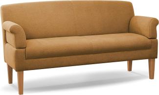 CAVADORE 3-Sitzer Küchensofa Malm, Sitzbank für Küche oder Esszimmer inkl. Armteilverstellung, Leichte Fleckenentfernung dank Soft Clean, 182 x 97 x 78, Flachgewebe: gelb