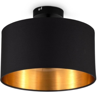 B.K.Licht Deckenleuchte Stoffdeckenlampe E27 Ø30 cm Schwarz-Gold - BKL1420, 1-flammig Ø30cm 60W Wohnzimmer