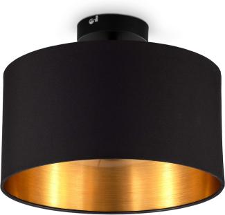 B.K.Licht Deckenleuchte Stoffdeckenlampe E27 Ø30 cm Schwarz-Gold - BKL1420, 1-flammig Ø30cm 60W Wohnzimmer