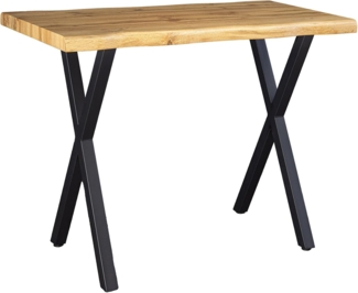 riess-ambiente Bartisch WILD 120cm braun / schwarz · Theke mit Baumkante im Wildeichen-Design (Einzelartikel, 1-St), X-Gestell aus Metall · Küchentisch · Industrial Design