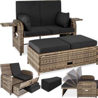 tectake Rattan Sofa mit Aluminiumgestell Kreta, inkl. Schutzhülle