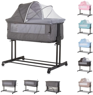 Chipolino Beistellbett 2 in 1 Zen Laufstall Moskitonetz Matratze Räder Bremse grau