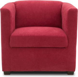 DOMO Collection Bob Sessel, retro Sessel mit Armlehnen und Federkern, 73x75x69 cm, kleiner Polstersessel Cocktail Loungesessel in Mikrofaser rot