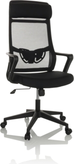 hjh OFFICE Schreibtischstuhl Bürostuhl NEKEO Stoff/Netzstoff ergonomischer Drehstuhl mit Lordosenstütze, Schwarz, 719233