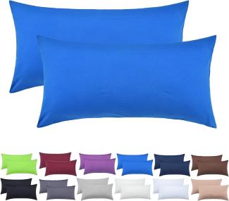 NatureMark 2er Pack Jersey Kissenbezug Kissenhülle Kissenbezüge Seitenschläferkissen Nackenkissen viele Größen und Farben ÖKO-TEX (40x80 cm, Royal blau)