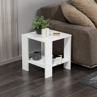 Hanah Home Elegant White Side Table, 40 x 42 x 40 cm | 100% Melamine Coated Particle Board | Perfect for Modern Living Rooms & Bedrooms, Stylish & Functional Design
