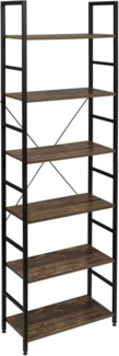 EUGAD 0011ZWJ Standregal Bücherregal Metallregal Leiterregal Stufenregal Multifunktionale Regal Industrie Design MDF Metall 60 x 28 x 180 cm, Vintage