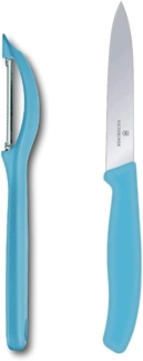 Victorinox | Universalschäler mit Pendelklinge | Extra scharf | Zackenschliffklinge, zweischneidig | Swiss Made | Limited Edition Karibikblau