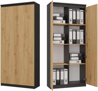 TOPESHOP Aktenschrank 8-Regal Büromöbel: Kombinierter Aktenschrank und Bücherregal braun (H 180 x T 35 x B 80 cm)