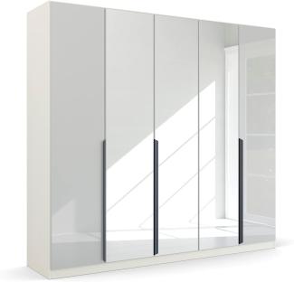 Kleiderschrank Drehtürenschrank Modern | 5-türig | mit Spiegeltüren | glasweiß / alpinweiß | 226x210