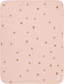 LÄSSIG Mull Babydecke Krabbeldecke Kuscheldecke GOTS zertifiziert/Muslin Blanket 75x100 cm Dots powder pink