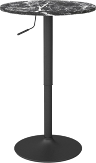 HOMCOM Bartisch Runder Esstisch für 2 Personen (Runder Bartisch, 1-St, Küchentisch mit Marmoroptik), Schwarz, Ø60 x 68-93,5cm