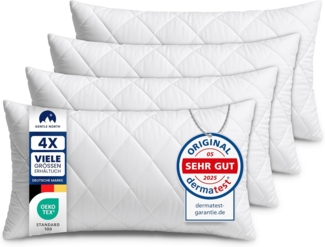 Gentle North Kopfkissen (40x70 cm groß) - 4er Set Kissen für Bett und als Dekokissen - Mit Reißverschluss für Füllung - Sofakissen - Zierkissen für Couch und Sofa - Ökotex - Waschbar bis 60° - Weiß