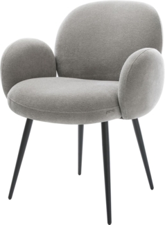 Esszimmerstuhl Nube-Flex mit Armlehnen Strukturstoff Soft Grau 4-Fuß konisch Schwarz Taschenfederkern